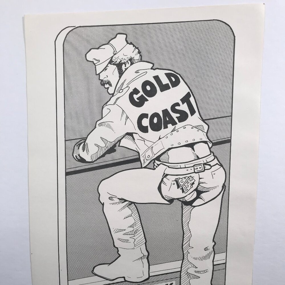 Original GOLD COAST Gay Bar Poster USA's 1st Leather Bar Chicago Etienne 1970's